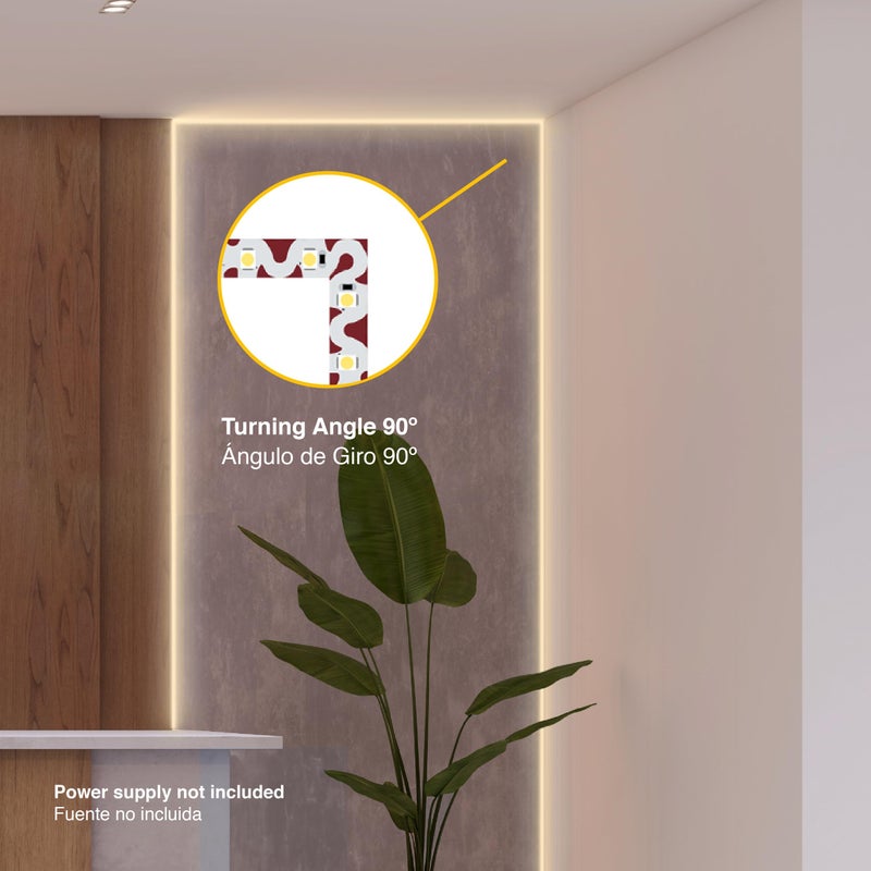 DEMASLED LED Lighting 12V 16.4ft UL Listed Warm White 2835 SMD Zig-Zag LED Strip Lights Dimmable 660lm/m 6.2W/m 300 LEDs 60 LEDs/m IP33 Non-Waterproof. S Shape Angle Turning Capable - Image 5